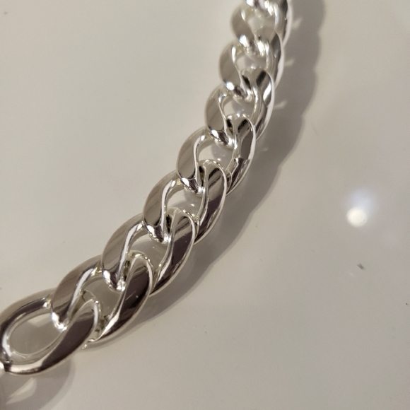 Dyadema Italian Silver Choker Chain Heavy Link Hoop Closer NWOT - Picture 3 of 11